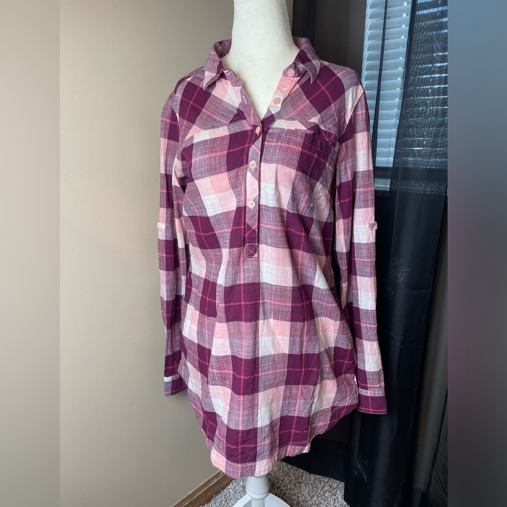Columbia PFG Plaid Long Sleeve Button Down Top Size Medium